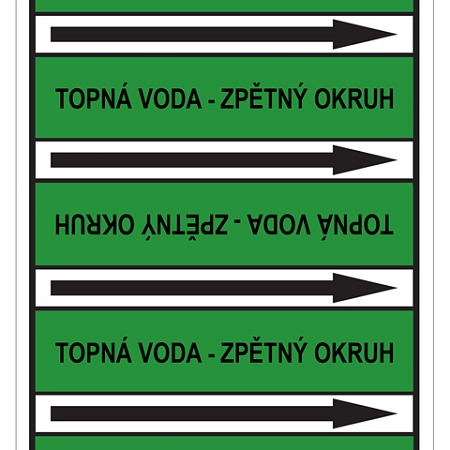 Značení potrubí, topná voda - zpětný okruh